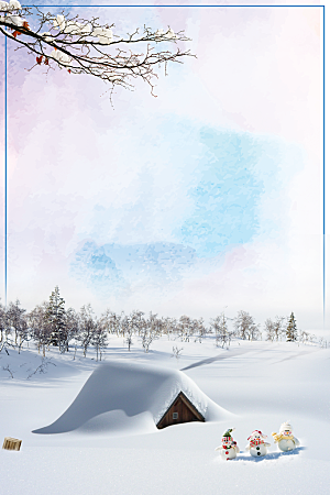 冬季冬天自然风景雪景背景设计