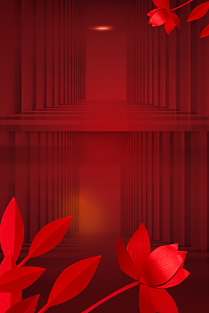 红色鲜花空间创意海报设计