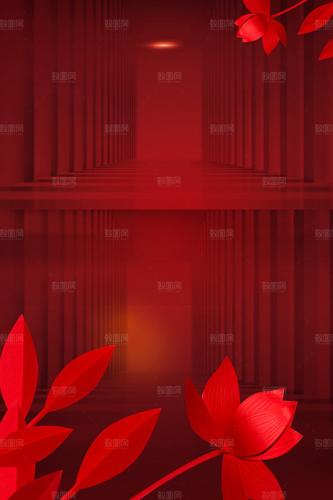 红色鲜花空间创意海报设计