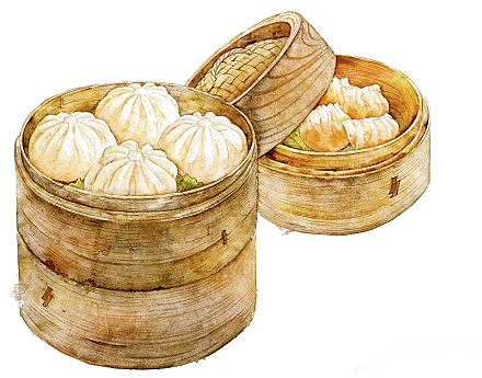 卡通手绘包子小笼包免扣素材