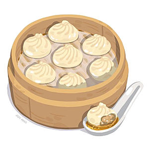 卡通手绘包子小笼包免扣素材