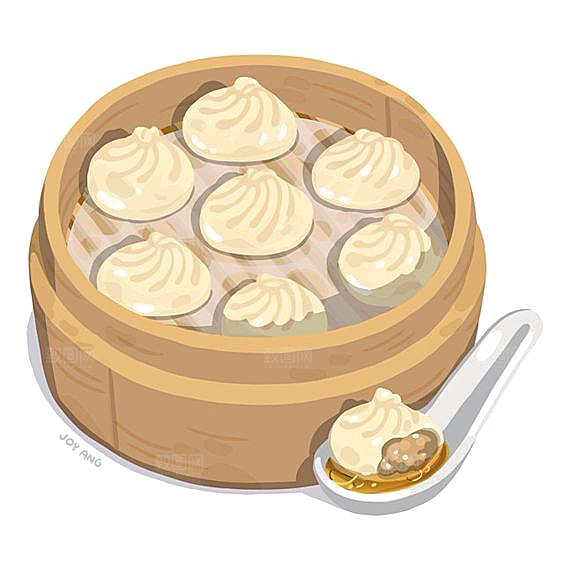卡通手绘包子小笼包免扣素材