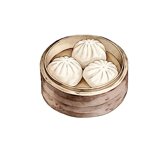 卡通手绘包子小笼包免扣素材