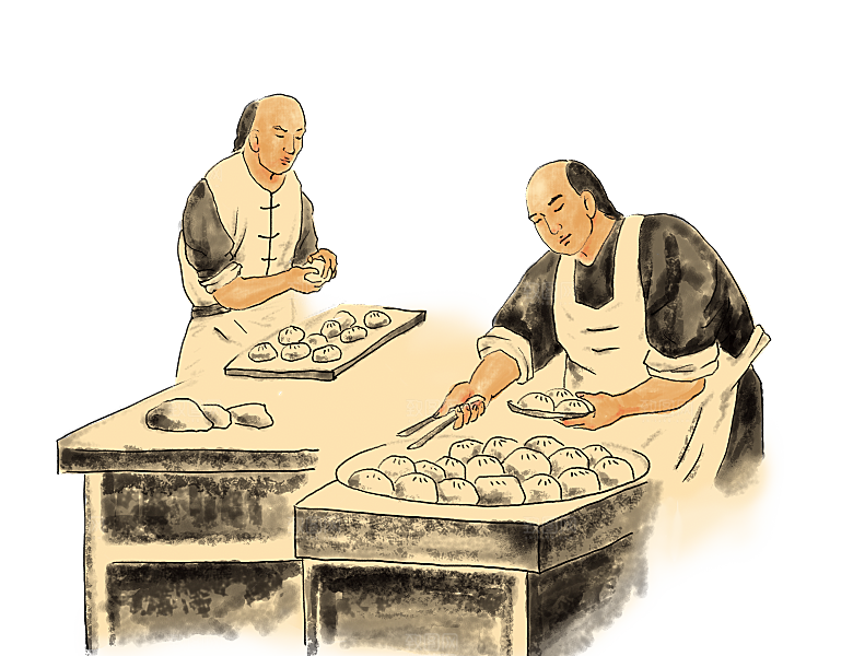 卡通手绘包子小笼包免扣素材