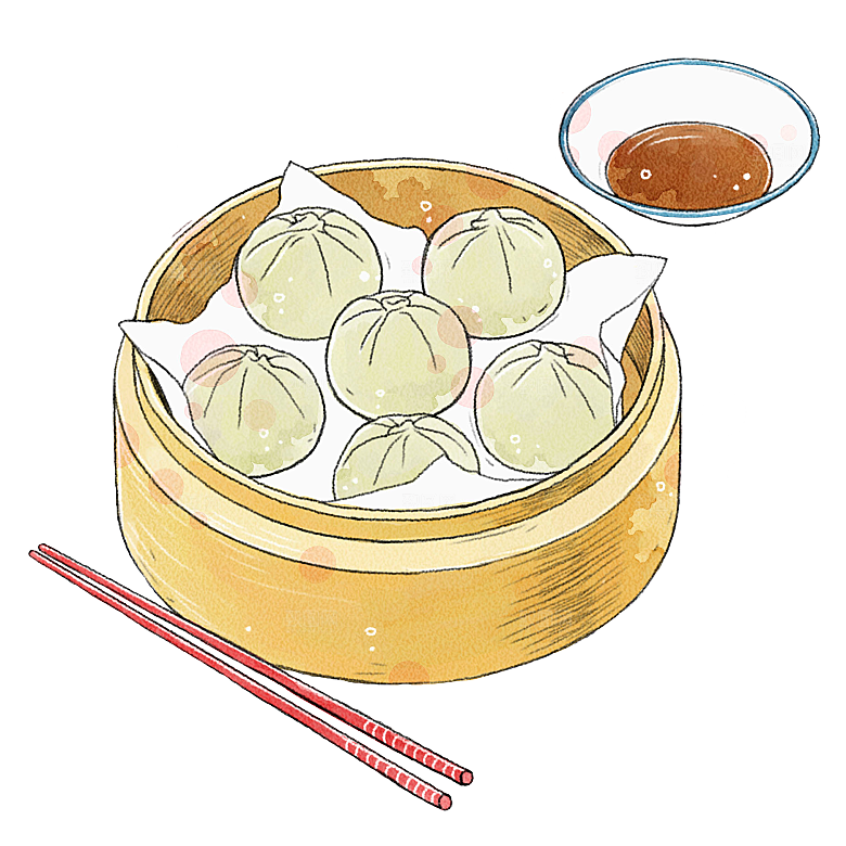 卡通手绘蒸包子免扣元素