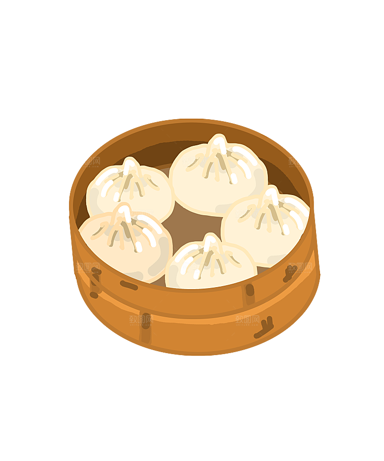 手绘小笼包卡通小包子元素