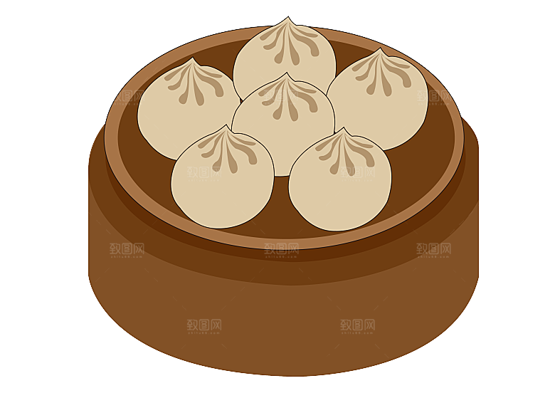 手绘小笼包卡通小包子元素