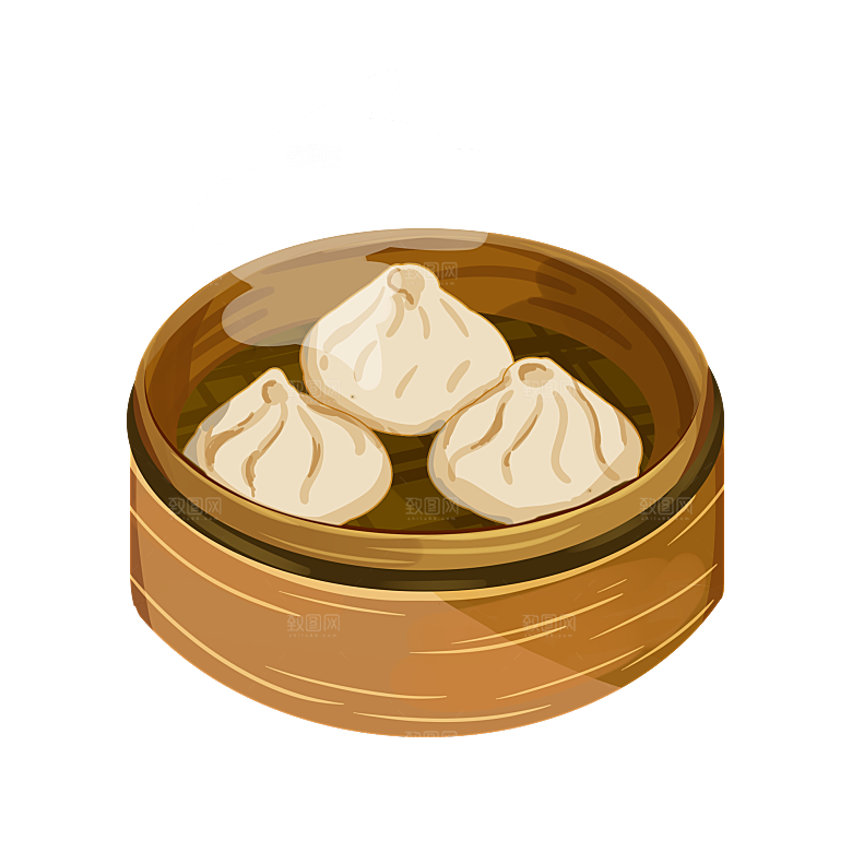手绘小笼包卡通小包子元素