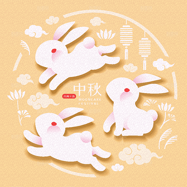 手绘中国风中秋节节日插画海报