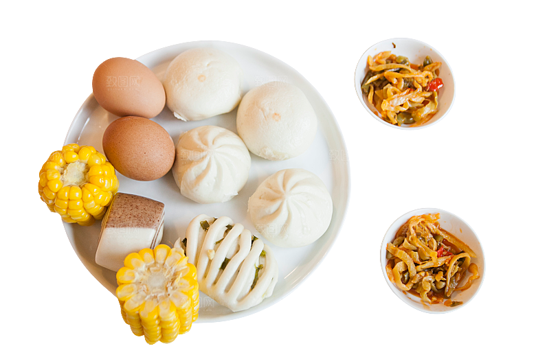 手绘卡通蒸包子免扣元素