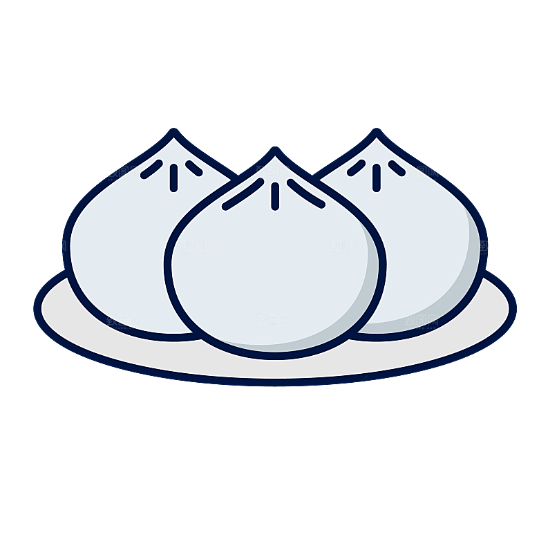 手绘卡通蒸包子免扣元素