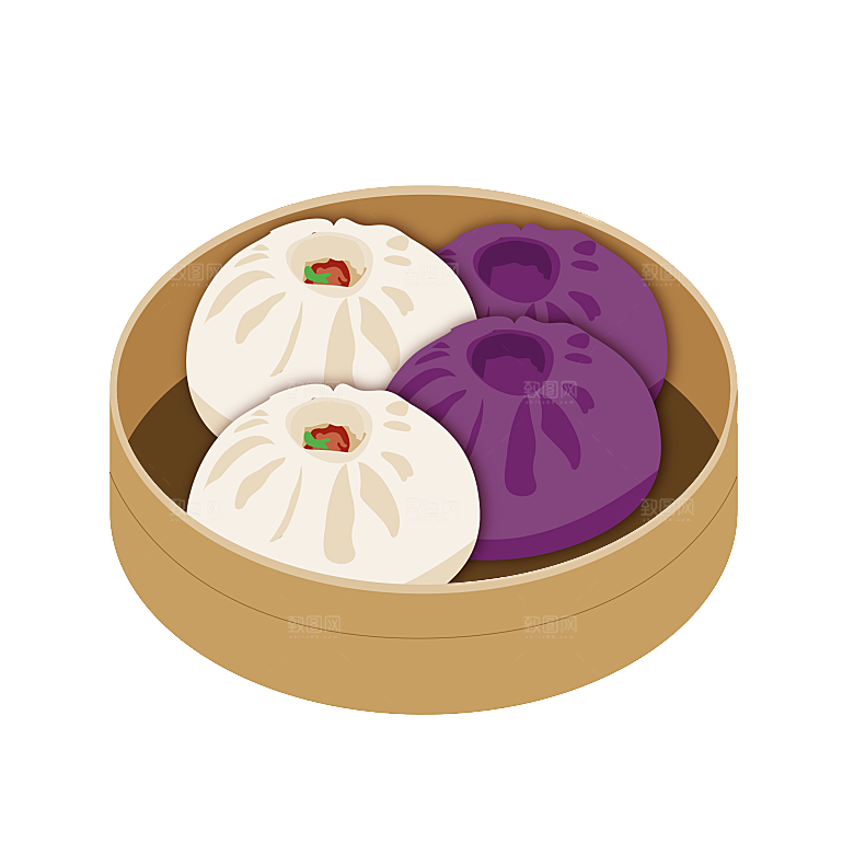 手绘卡通蒸包子免扣元素