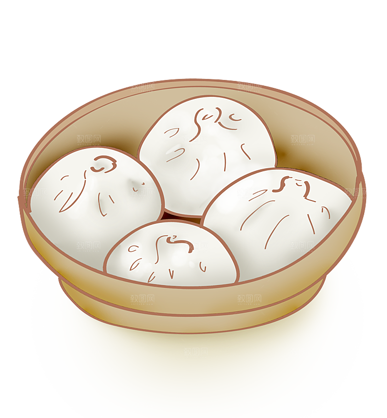 卡通手绘蒸包子素材