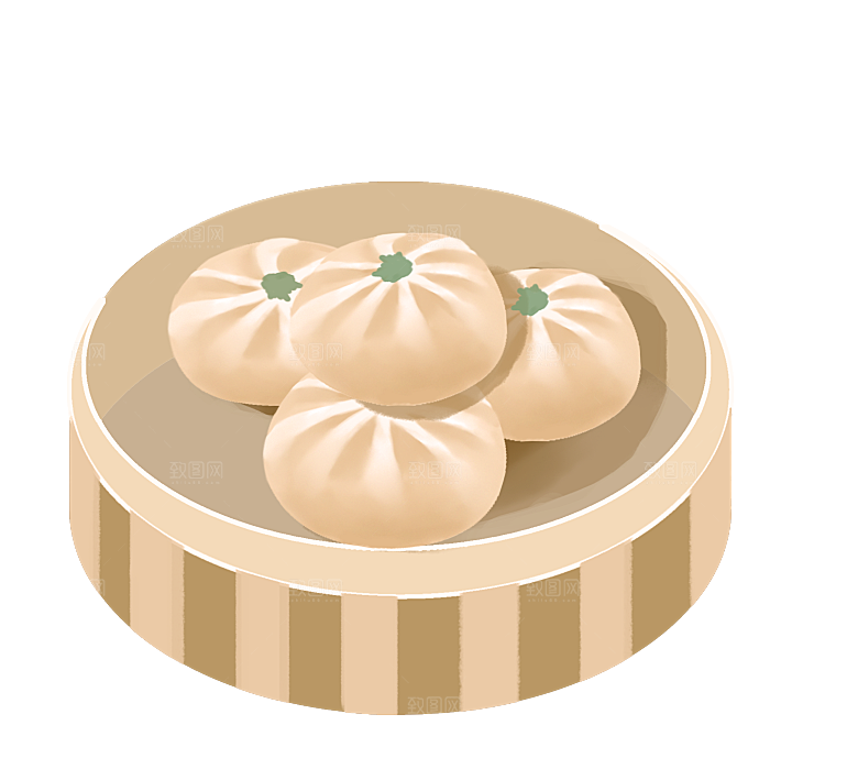 手绘蒸屉小笼包免扣元素