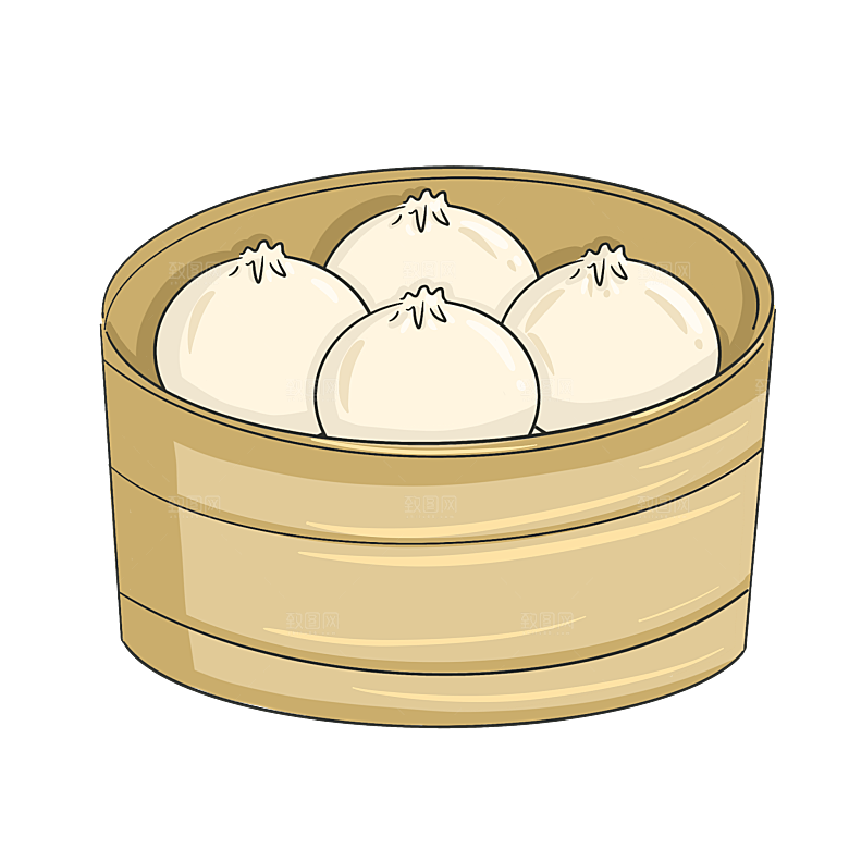 手绘蒸屉小笼包免扣元素