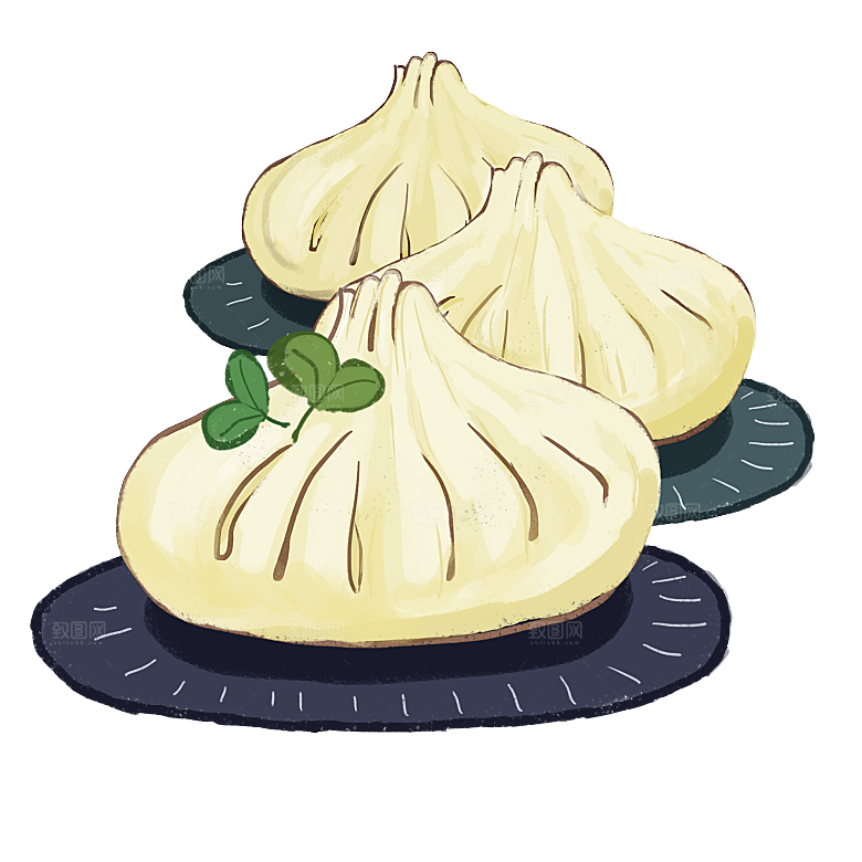 蒸包子水煎包卡通素材
