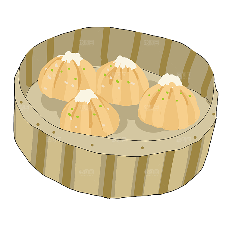 卡通小包子手绘包子素材
