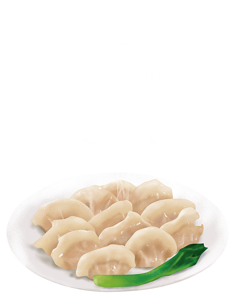 卡通手绘水饺蒸饺混沌煎饺包饺子吃饺子