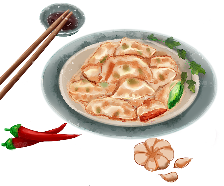 东北蒸饺包饺子面食元素