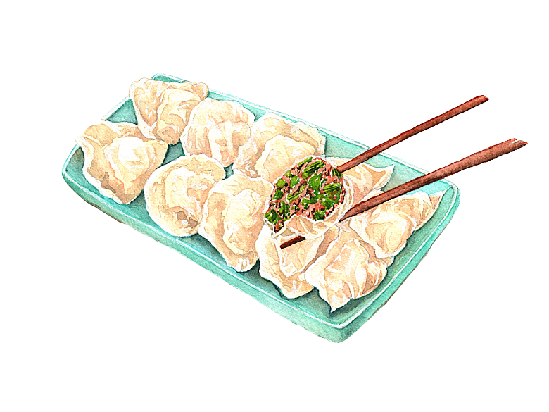 卡通手绘水饺蒸饺包子免扣元素素材