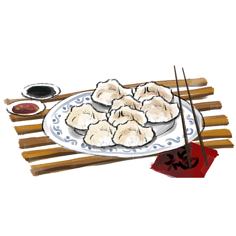 卡通手绘水饺蒸饺包子免扣元素