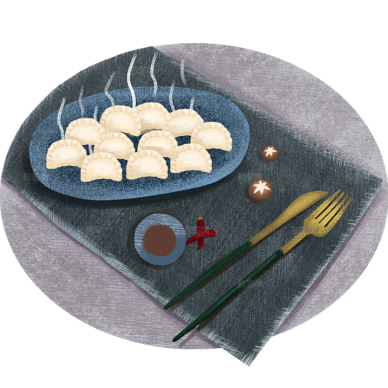 卡通手绘水饺蒸饺包子免扣元素