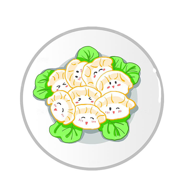 卡通手绘水饺蒸饺包子免扣元素