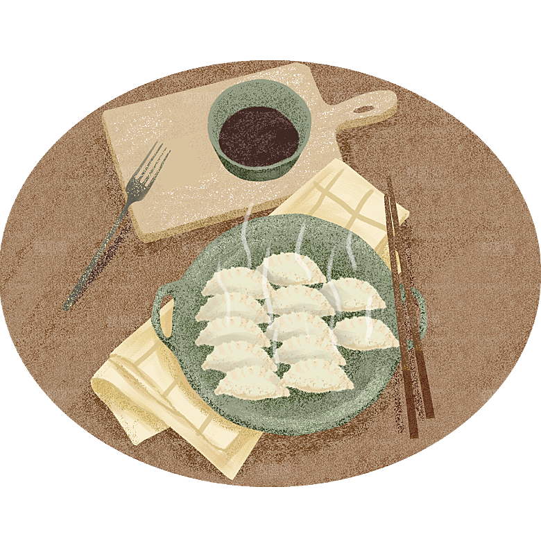 卡通手绘水饺蒸饺包子免扣元素