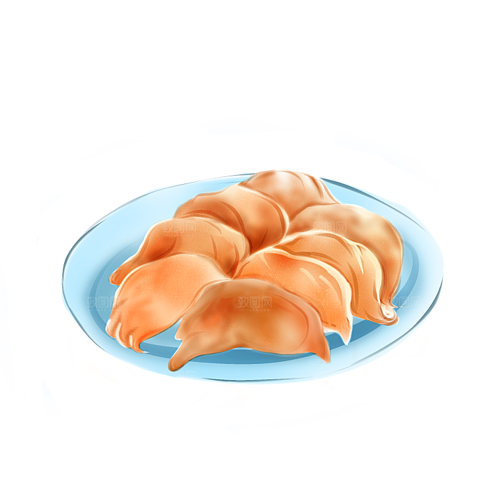 卡通手绘水饺蒸饺包子免扣元素