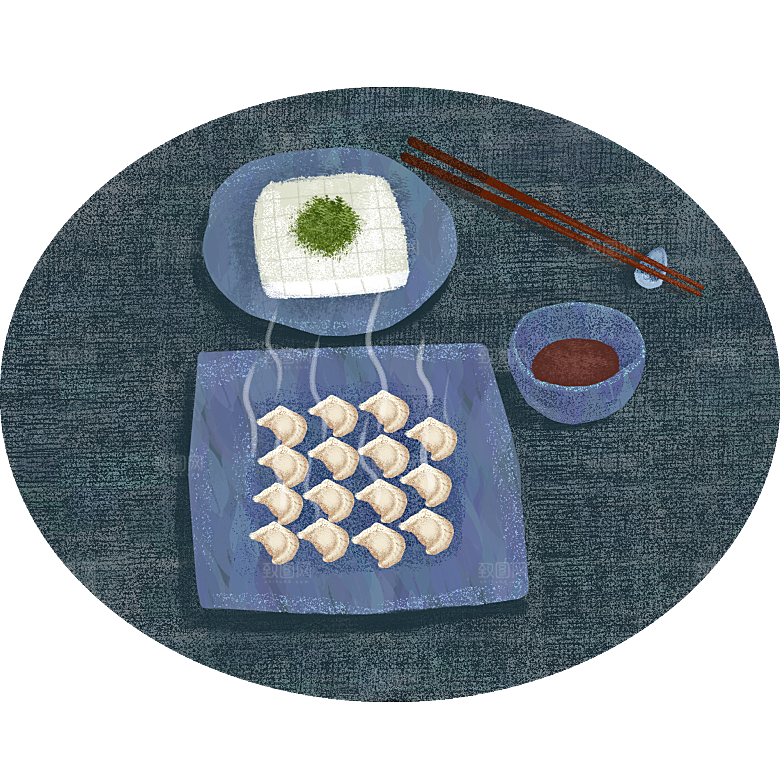卡通手绘水饺蒸饺包子免扣元素