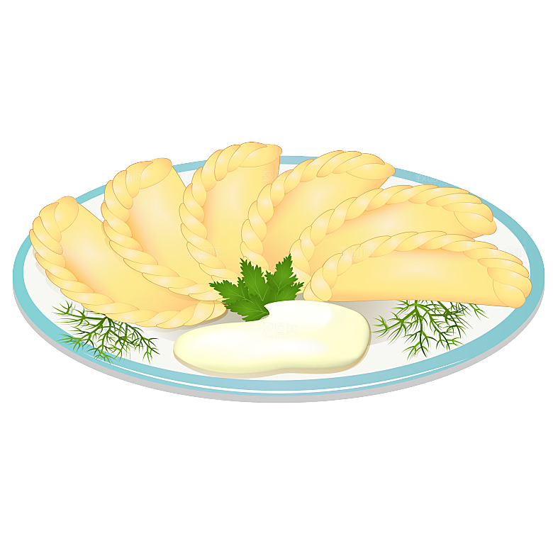 卡通手绘水饺蒸饺包子免扣元素