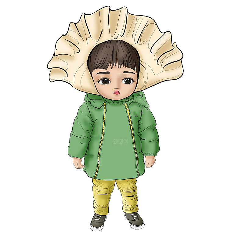 卡通包饺子卡通人物元素