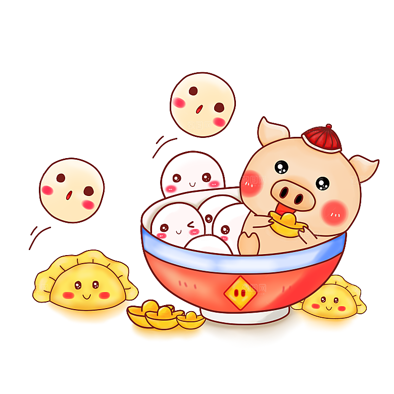 卡通手绘东北饺子卡通人物包饺子素材
