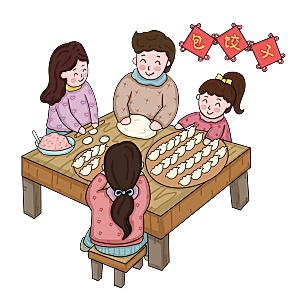 卡通手绘东北饺子卡通人物包饺子素材
