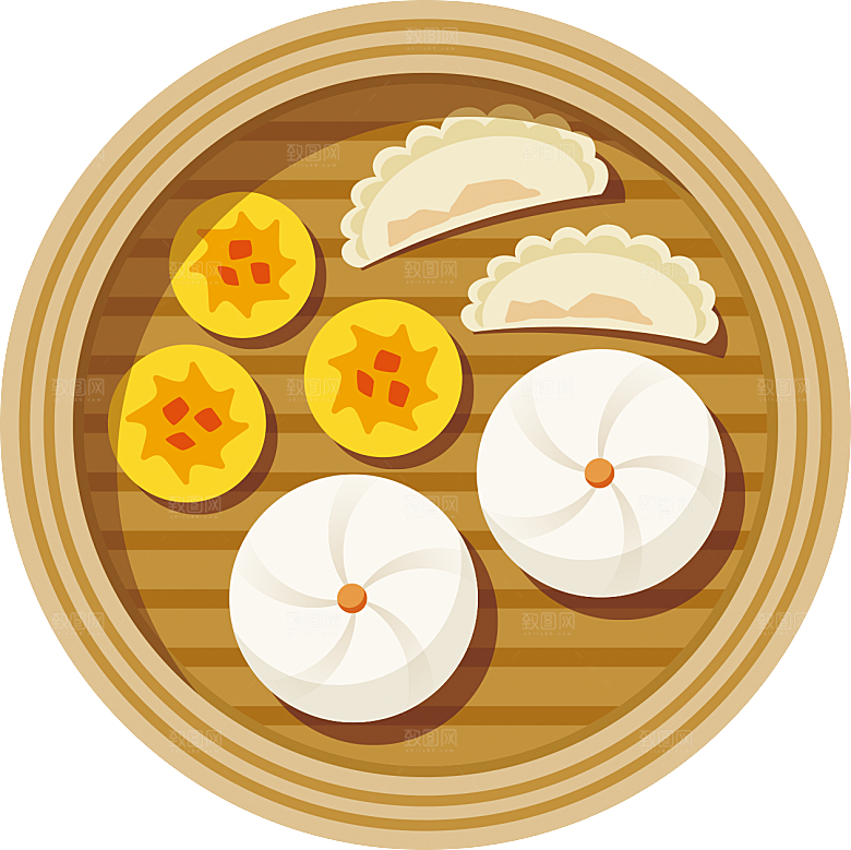 卡通美食元素饺子素材
