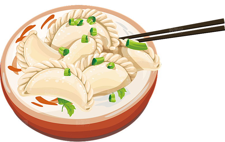 卡通美食元素饺子素材
