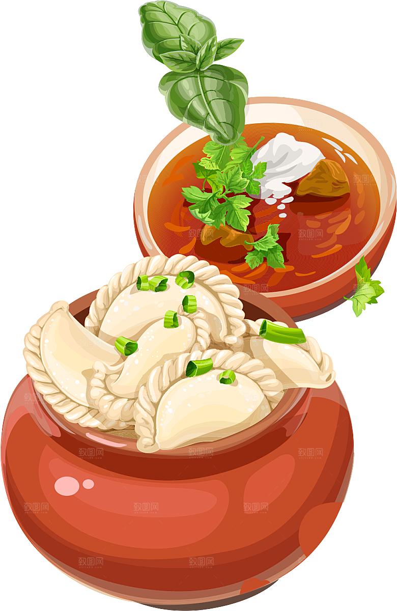 卡通美食元素饺子素材