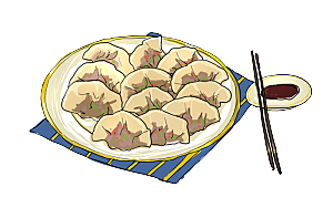 卡通美食元素饺子素材