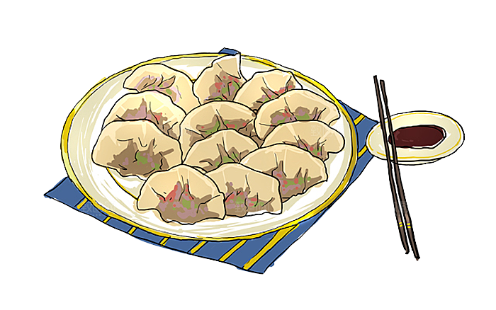 卡通美食元素饺子素材