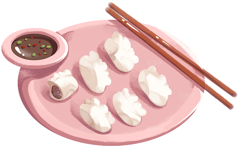 手绘卡通饺子水饺蒸饺子png素材