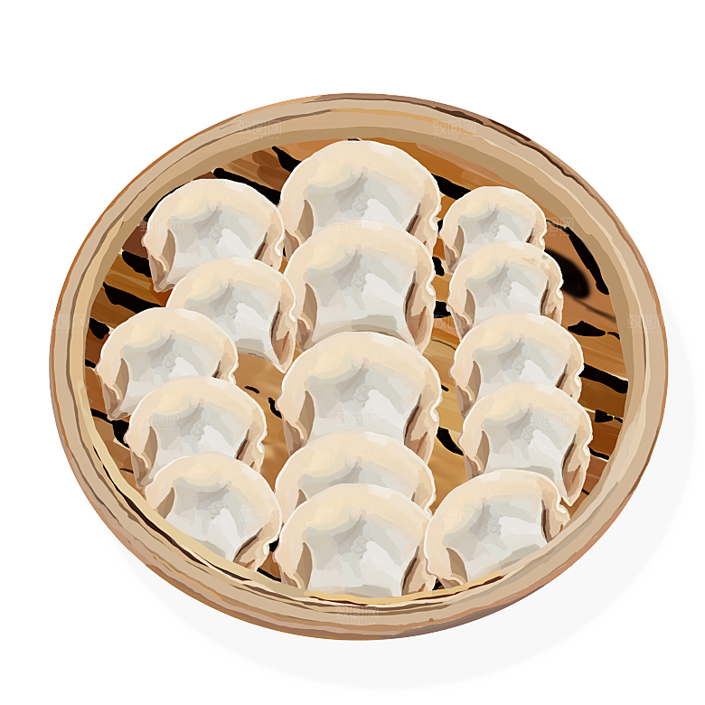 手绘卡通饺子水饺蒸饺子png素材