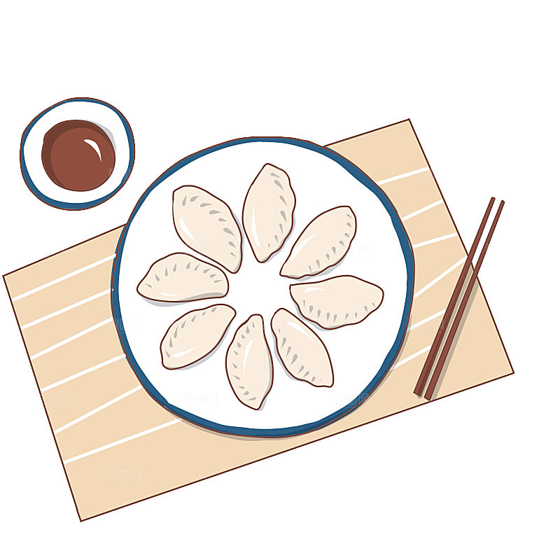手绘卡通饺子水饺蒸饺子png素材