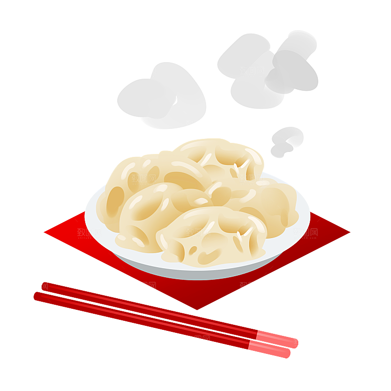 卡通手绘东北特色美食饺子素材