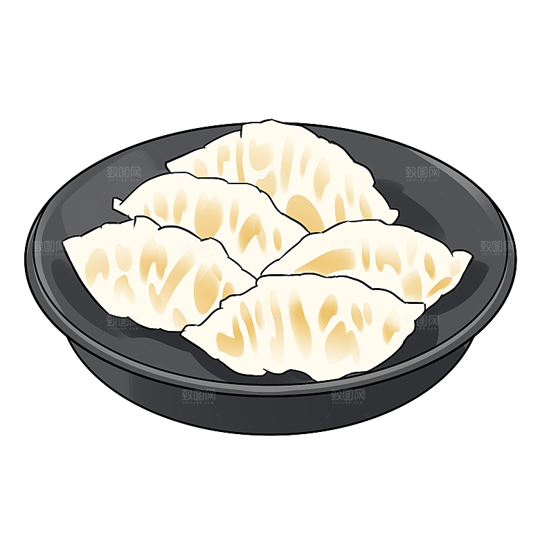 卡通手绘东北特色美食饺子素材