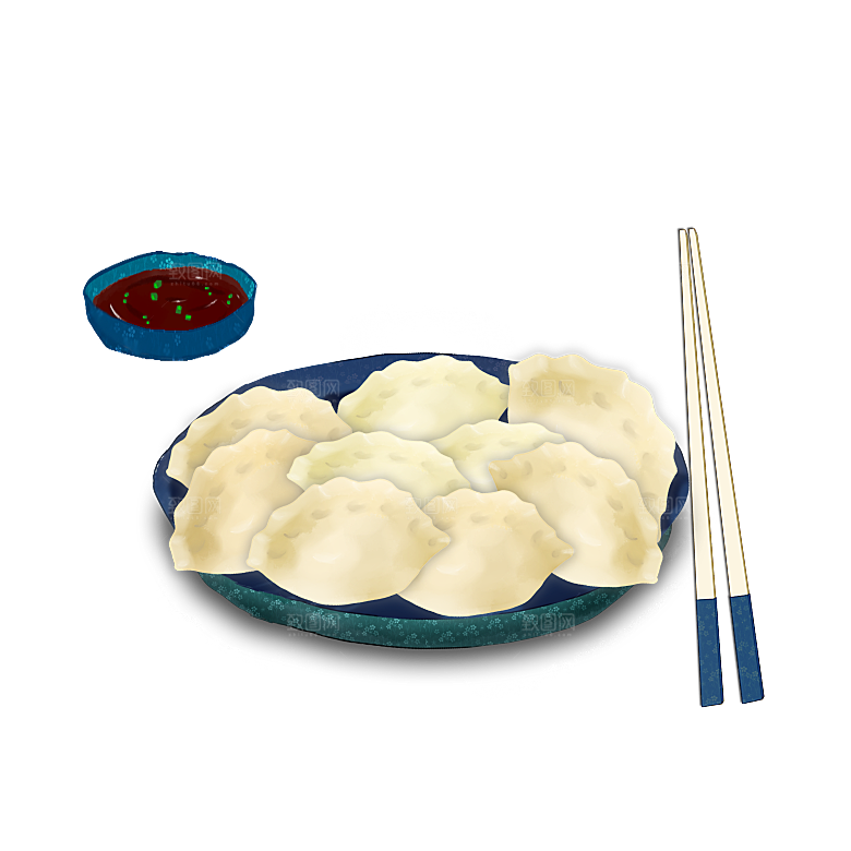 卡通手绘东北特色美食饺子素材