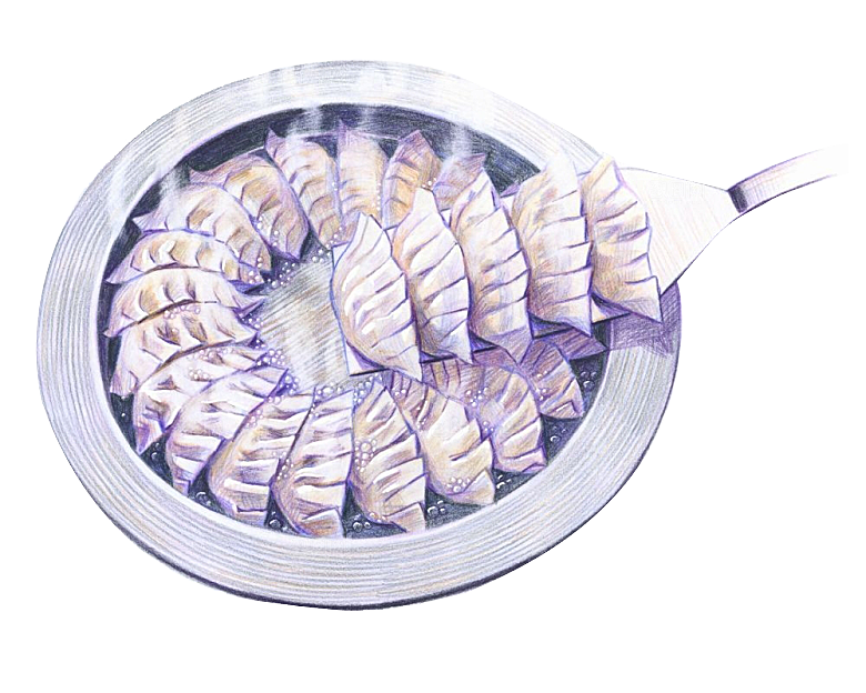 卡通手绘东北特色美食饺子素材
