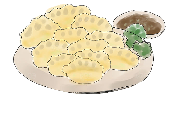 卡通手绘东北特色美食饺子素材