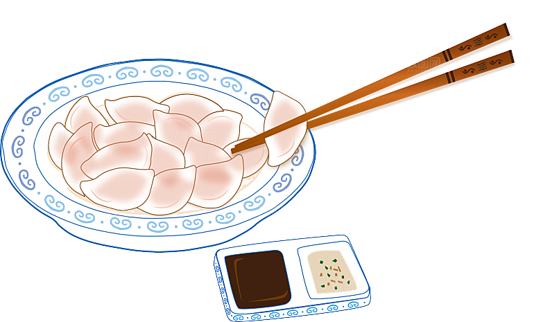 东北特色饺子卡通免扣元素