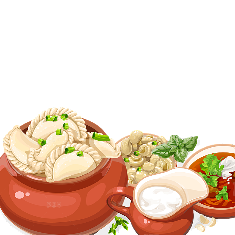 东北特色饺子卡通免扣元素