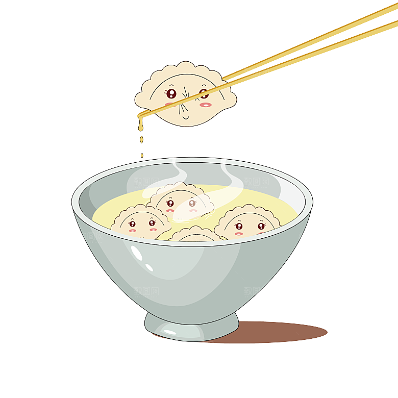 卡通手绘包饺子东北水饺素材